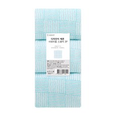 샤바스 디자인이 예쁜 샤워타월, 스퀘어 스카이블루, 3개입, 1개