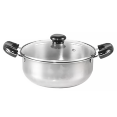 雙耳理想鍋 附玻璃鍋蓋, Silver, 1個