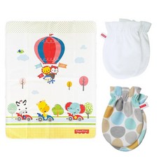 피셔프라이스 방수요 + 손싸개 2p 세트, 방수요(열기구), 손싸개(정글 백색, 정글 나염), 1개