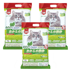 ECO Clean 豆腐貓砂, 7L, 結團力佳, 快速鎖住液體, 適合各種貓砂盆, 綠茶, 3袋