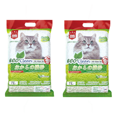 ECO Clean 豆腐貓砂, 7L, 結團力佳, 快速鎖住液體, 適合各種貓砂盆, 綠茶, 2袋