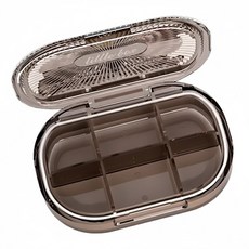 拍平方 藥盒 10 x 7 x 2cm 新款 黑色 6格, 1個