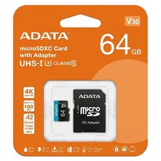 ADATA 威剛 microSDXC 記憶卡 附轉卡 UHS-I U3 A2 V30 AUSDX64GUI3V30SA2-RA1, 64GB, 1組
