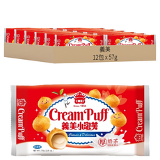義美 小泡芙 厚奶茶, 57g, 12包