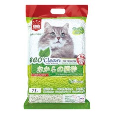 ECO Clean 豆腐貓砂, 7L, 結團力佳, 快速鎖住液體, 適合各種貓砂盆, 綠茶, 1袋