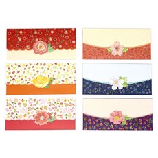 마음담아 꽃패턴 돈봉투 세트, 혼합색상