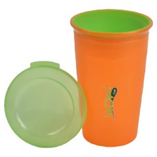 WOW Cup 兒童360度防漏喝水杯 266ml, 橘色, 1個