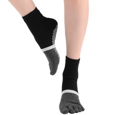 PORA BELLA 運動撞色防滑瑜珈五趾短襪 YOGA SOCKS YG020, 黑色, 2套