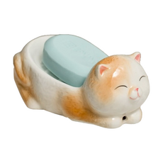 Royal Duke 柴犬&貓咪香皂碟, 陶瓷材質, 17x11x7.5cm, 貓咪黃色, 1個