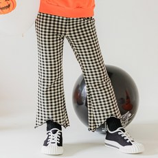 Lala Amang 女童款格紋滾邊喇叭褲