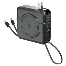 POLYWELL 寶利威爾 多合一磁吸自帶線快充行動電源 Type-C/Lightning, KPB-2305, 黑色