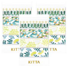 KING JIM HITOTOKI KITTA 隨身攜帶和紙膠帶 花8 近藤百恵設計款，15x50mm, 近藤百恵設計款 花8, 3個