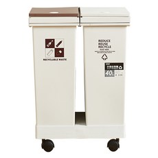 FAmILyLIFE 生活 彈蓋雙槽分類垃圾桶 附輪 40L 2.7kg, YG-166