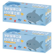 醫療級 4D魚型口罩, 2盒, 綠色, 25片
