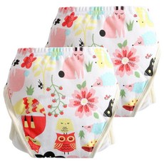 加厚6層學習褲/尿布褲愛北鼻 加厚6層學習褲/尿布褲, 100碼(8~12kg), 動物小花, 2件