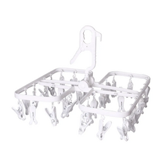 28夾晒衣架，折疊設計，節省空間，高品質材質，耐用輕便, 白色, 1個