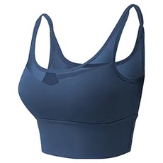 透氣網細肩運動內衣- 棉+聚酯纖維, M, 深湖藍