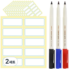 防水冰箱標籤紙 45 x 18 mm 100入 + 油性簽字筆 3色組, 2套