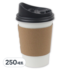 Inp 白色素面紙杯 380ml + 長型開關杯蓋 + KP杯套組, 250套