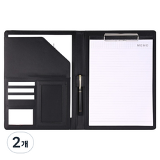 Toppia辦公用計算機簽核板文件夾, 2個, 皮革黑色