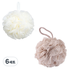 블루무역 버블타올 샤워볼 2종 세트, 밀크아이보리 + 밀크브라운, 6세트