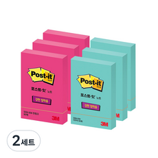3M Post-it 利貼 強力黏貼用便利貼 656 2種*3入組, 粉紅色，淺綠色, 2套