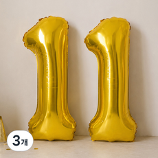 PARTYSHOW 數字 大型 11 鋁箔氣球, 金色, 3個