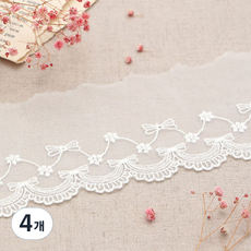 simplesewing 巴黎風緞帶歐根紗刺繡蕾絲 180cm, 4個, 白色