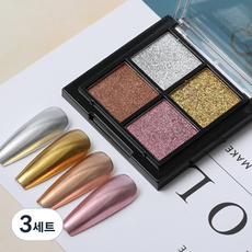 에이치케이트레이딩 네일 미러파우더 4구 팔레트 세트, 3세트, B02