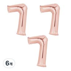 LivingDA 數字鋁箔 氣球 7 大, 玫瑰金, 6個