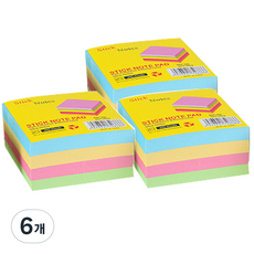 Bluemato 自黏彩色便條紙 D-2(666), 藍色 + 黃色 + 粉紅色 + 綠色, 6個