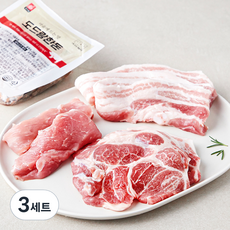 도드람한돈 삼겹 목심 등심꽃살 캠핑팩 1등급 세트 (냉장), 3세트, 1.3kg