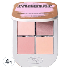 투크 원 바이 제뉴인 마그네틱 아이섀도우 4구 팔레트, A04 코튼 베리, 4개