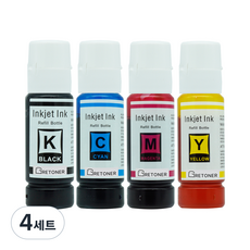탑젯 엡손 003 T00V 호환 무한 리필 잉크 4종 세트, 검정, 파랑, 빨강, 노랑, 4세트