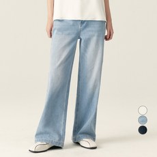 로엠 여성용 린넨 와이드 데님 바지