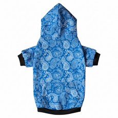 QIDINA 中大狗帥氣連帽刷毛保暖寵物衣 K, 時尚藍, 1個