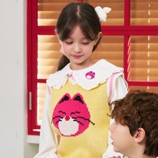 minidou 女童微笑貓咪針織背心