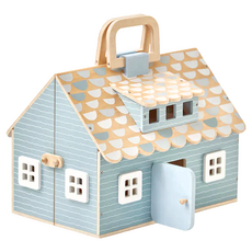 Teamson Kids 便攜式木製童話娃娃屋，帶手提屋、櫥櫃、衣櫃等, TD-13876B, 1組