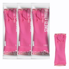 명진 손이 편한 고무장갑, 핑크, 소(S), 3세트