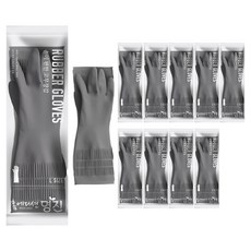 Home Edition MJ 手感舒適的橡膠手套, 灰色, 大(L), 10個