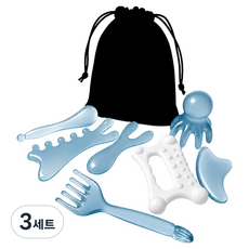 이고다 오닉스 문어 두피 바디 괄사 마사지기 7종 세트, 에메랄드 블루, 3세트