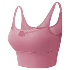 透氣網細肩運動內衣-, XL, 流沙粉