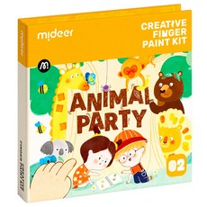 mideer 創意指印繪畫本 動物派對 3歲以上, 1組, 220 x 220mm