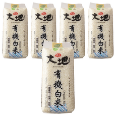 池上多力米 池上大地 有機白米，台東縣池上鄉產地保證，MOA嚴格認證，外觀晶瑩剔透，飯粒口感香Q, 1.5kg, 5包, CNS一等白米