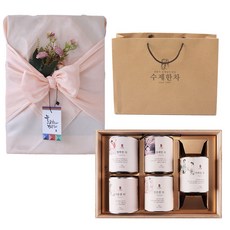 WELLNESS TEA 手工茶包禮盒+禮品袋, 茶包5種+包裝緞布+人造花+吊牌+購物袋, 1組