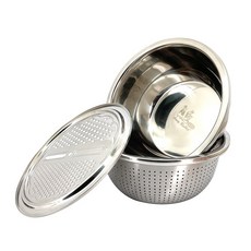 Anny Rabbit 安妮兔 不鏽鋼料理鍋組 5000ml 304不鏽鋼, 不鏽鋼盆 + 不鏽鋼瀝水盆 + 不鏽鋼刨絲器, 28cm, 1盒