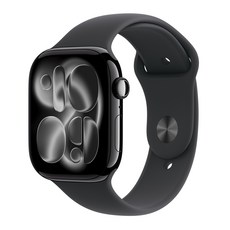 Apple 2025 애플워치 11, 제트 블랙, 46mm, GPS+Cellular, 알루미늄,제트 블랙/블랙 스포츠 밴드, M/L