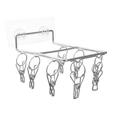 Little Pink Rabbit 粉彩小兔 多功能壁掛襪架 8夾 方形, 銀色, 1入