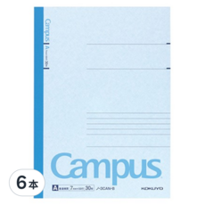 KOKUYO 國譽 Campus 橫線筆記本 B5尺寸, A罫橫線, 30頁/本, 日本上質紙, 方便攜帶, 藍色, 6本
