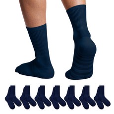 里圖 透氣涼感運動中筒襪, 海軍藍, 7個